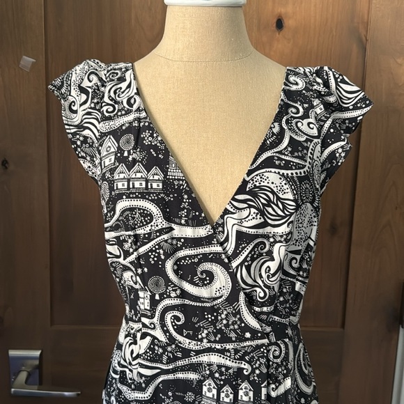 Anthropology Moulinette Soeurs Swirling Villages Midi dress Womens 8 wrap front - Picture 3 of 12